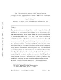 On the statistical evaluation of algorithmic's computational
  experimentation with infeasible solutions