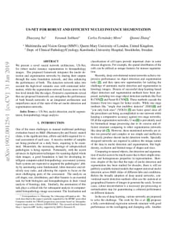 US-net for robust and efficient nuclei instance segmentation