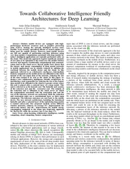 Towards Collaborative Intelligence Friendly Architectures for Deep
  Learning