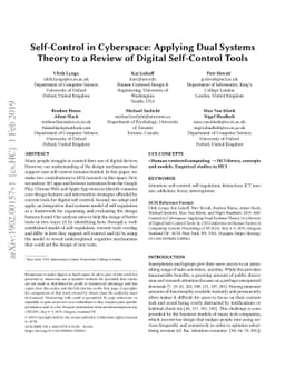 Self-Control in Cyberspace: Applying Dual Systems Theory to a Review of
  Digital Self-Control Tools