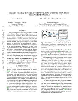 Dataset Culling: Towards Efficient Training Of Distillation-Based Domain
  Specific Models