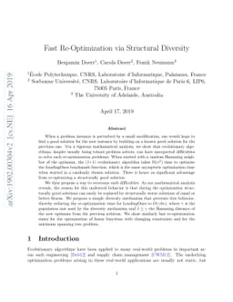 Fast Re-Optimization via Structural Diversity