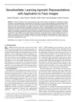 SensitiveNets: Learning Agnostic Representations with Application to
  Face Images