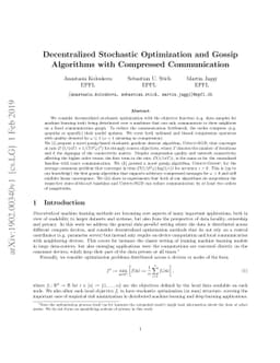 Decentralized Stochastic Optimization and Gossip Algorithms with
  Compressed Communication