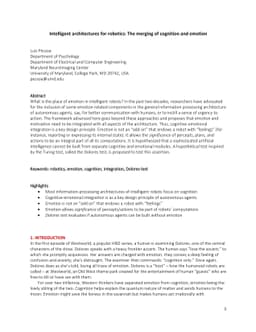 Intelligent architectures for robotics: The merging of cognition and
  emotion