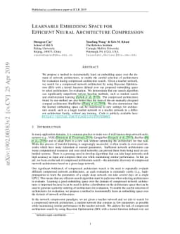 Learnable Embedding Space for Efficient Neural Architecture Compression