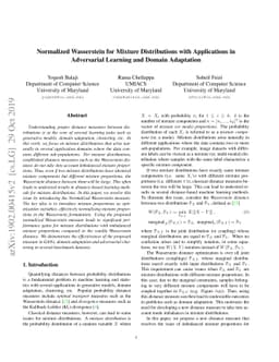 Normalized Wasserstein Distance for Mixture Distributions with
  Applications in Adversarial Learning and Domain Adaptation