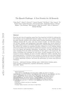 The Hanabi Challenge: A New Frontier for AI Research