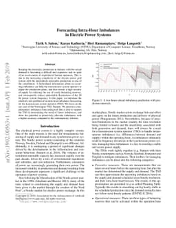Forecasting Intra-Hour Imbalances in Electric Power Systems