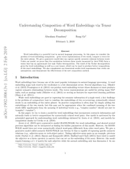 Understanding Composition of Word Embeddings via Tensor Decomposition