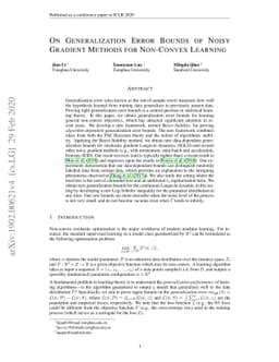 On Generalization Error Bounds of Noisy Gradient Methods for Non-Convex
  Learning