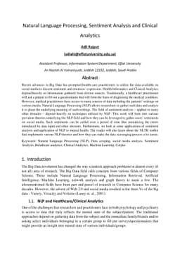 Natural Language Processing, Sentiment Analysis and Clinical Analytics