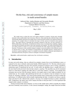 On the bias, risk and consistency of sample means in multi-armed bandits