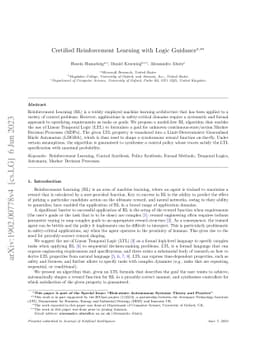 Certified Reinforcement Learning with Logic Guidance