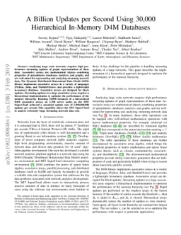 A Billion Updates per Second Using 30,000 Hierarchical In-Memory D4M
  Databases
