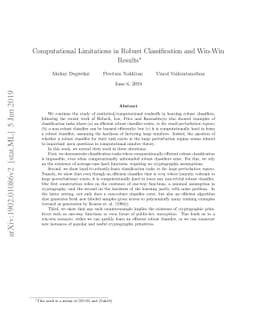 Computational Limitations in Robust Classification and Win-Win Results