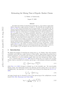 Estimating the Mixing Time of Ergodic Markov Chains