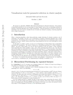Visualization tools for parameter selection in cluster analysis