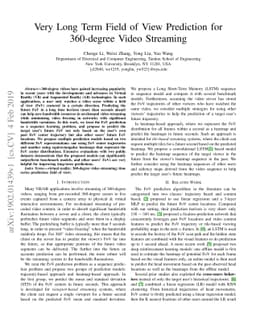 Very Long Term Field of View Prediction for 360-degree Video Streaming