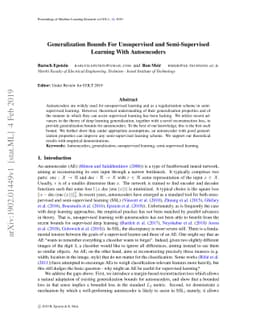 Generalization Bounds For Unsupervised and Semi-Supervised Learning With
  Autoencoders