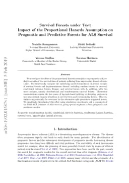 Survival Forests under Test: Impact of the Proportional Hazards
  Assumption on Prognostic and Predictive Forests for ALS Survival