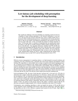 Low-latency job scheduling with preemption for the development of deep
  learning