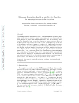 Minimum description length as an objective function for non-negative
  matrix factorization