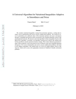 A Universal Algorithm for Variational Inequalities Adaptive to
  Smoothness and Noise