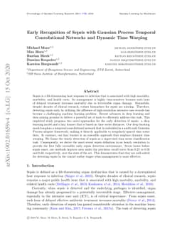 Early Recognition of Sepsis with Gaussian Process Temporal Convolutional
  Networks and Dynamic Time Warping