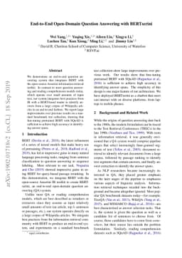 End-to-End Open-Domain Question Answering with BERTserini