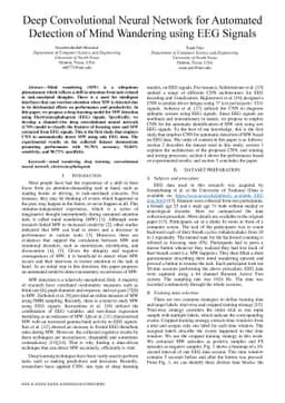 Deep Convolutional Neural Network for Automated Detection of Mind
  Wandering using EEG Signals