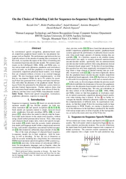 On the Choice of Modeling Unit for Sequence-to-Sequence Speech
  Recognition