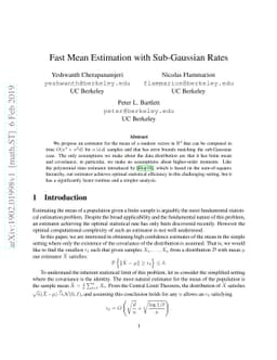 Fast Mean Estimation with Sub-Gaussian Rates