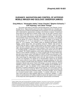 Guidance, Navigation and Control of Asteroid Mobile Imager and Geologic
  Observer (AMIGO)