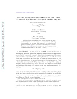 On the asymptotic optimality of the comb strategy for prediction with
  expert advice