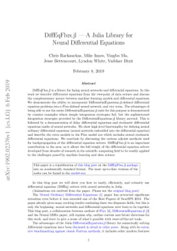 DiffEqFlux.jl - A Julia Library for Neural Differential Equations