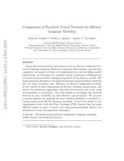 Compression of Recurrent Neural Networks for Efficient Language Modeling