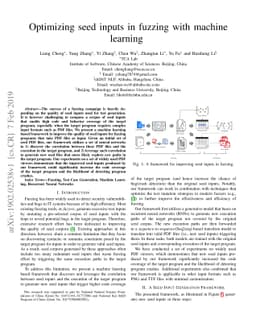 Optimizing seed inputs in fuzzing with machine learning