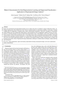 Matrix Cofactorization for Joint Representation Learning and Supervised
  Classification -- Application to Hyperspectral Image Analysis
