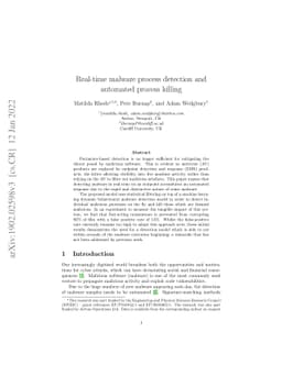 Real-time malware process detection and automated process killing