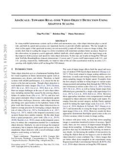 AdaScale: Towards Real-time Video Object Detection Using Adaptive
  Scaling