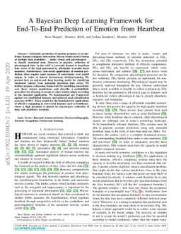 A Bayesian Deep Learning Framework for End-To-End Prediction of Emotion
  from Heartbeat