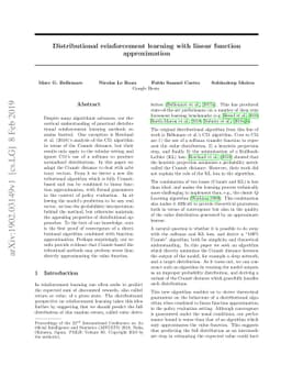 Distributional reinforcement learning with linear function approximation