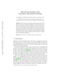 Skin Lesion Synthesis with Generative Adversarial Networks