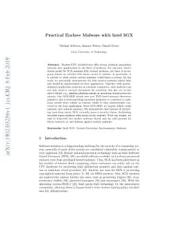 Practical Enclave Malware with Intel SGX