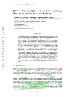 FSNet: Compression of Deep Convolutional Neural Networks by Filter
  Summary