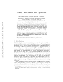 Active Area Coverage from Equilibrium