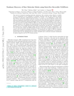 Nonlinear Discovery of Slow Molecular Modes using State-Free Reversible
  VAMPnets
