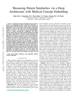 Measuring Patient Similarities via a Deep Architecture with Medical
  Concept Embedding