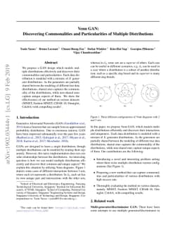 Venn GAN: Discovering Commonalities and Particularities of Multiple
  Distributions